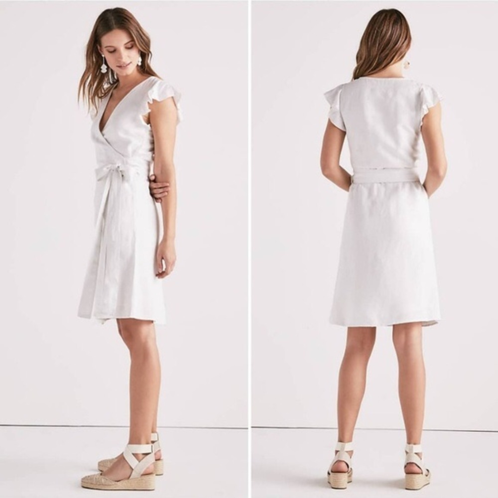 Lucky Brand Linen Wrap Midi Dress